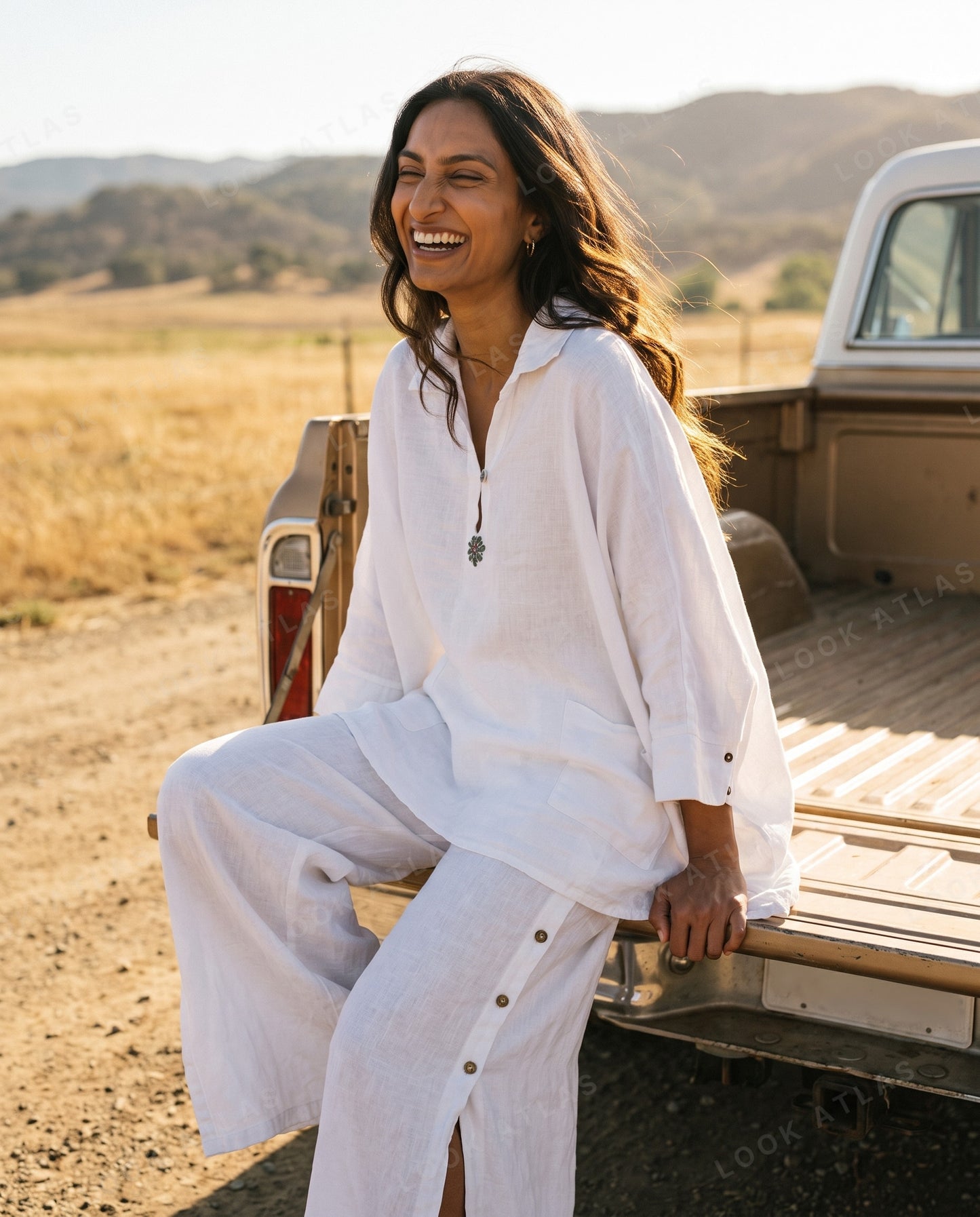White Pure Linen Palazzo Pants
