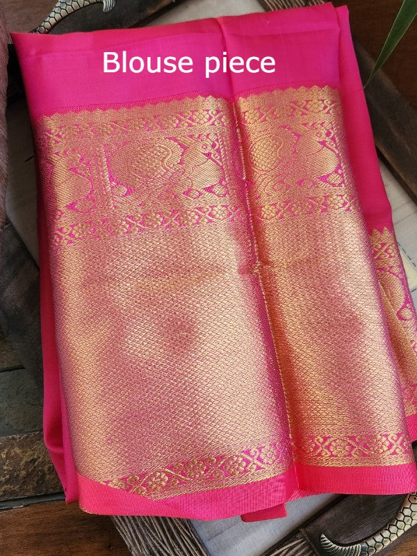 Ivory Pink Kanjivaram Silk Saree