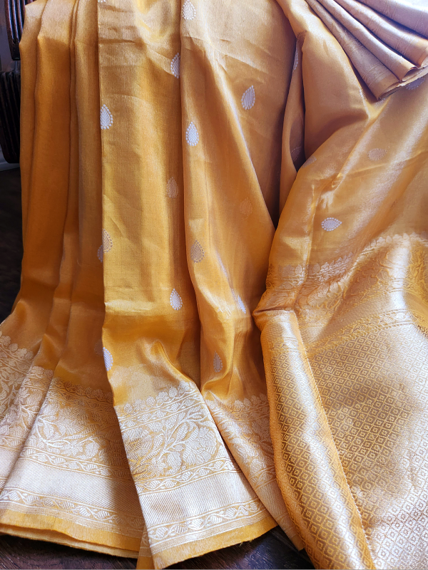 Yellow Tissue Silk Gold Khadua Banarsi Saree