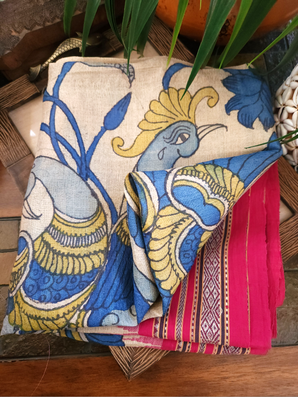 Pen Kalamkari Vidharba Tussar Dupatta