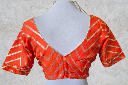 Silk Gold Blouse - Orange