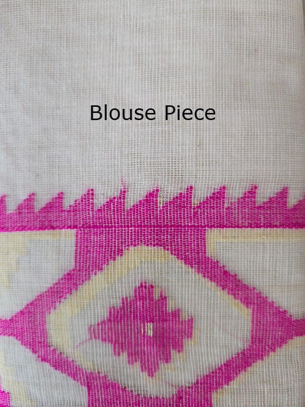 White Cotton Dhakai Jamdani Saree