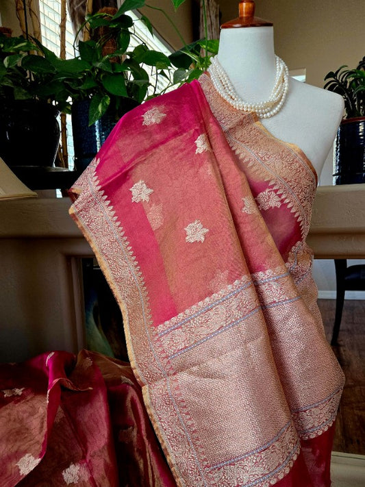 Pure Ruby Tissue Banarsi Saree