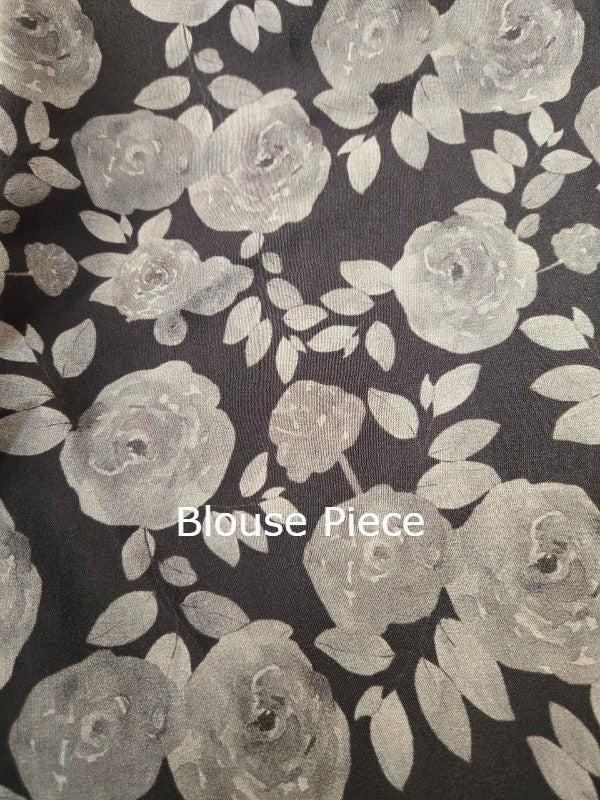 Platinum Printed Pure Chiffon Saree with Mukaish