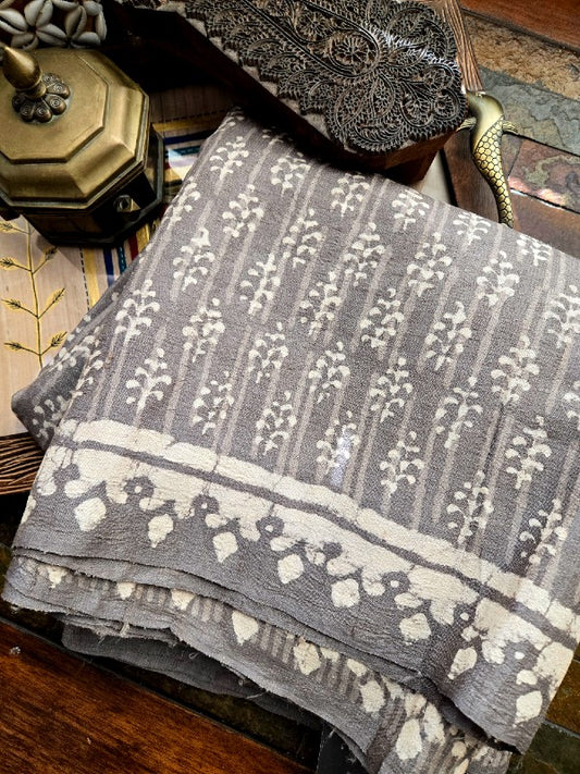 Dabu Tussar Print Saree