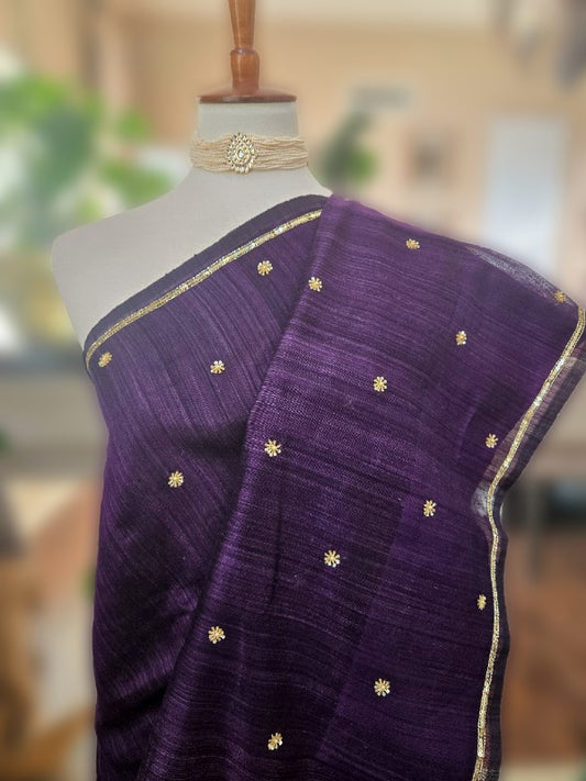 Rich Purple Matka Zardozi Saree