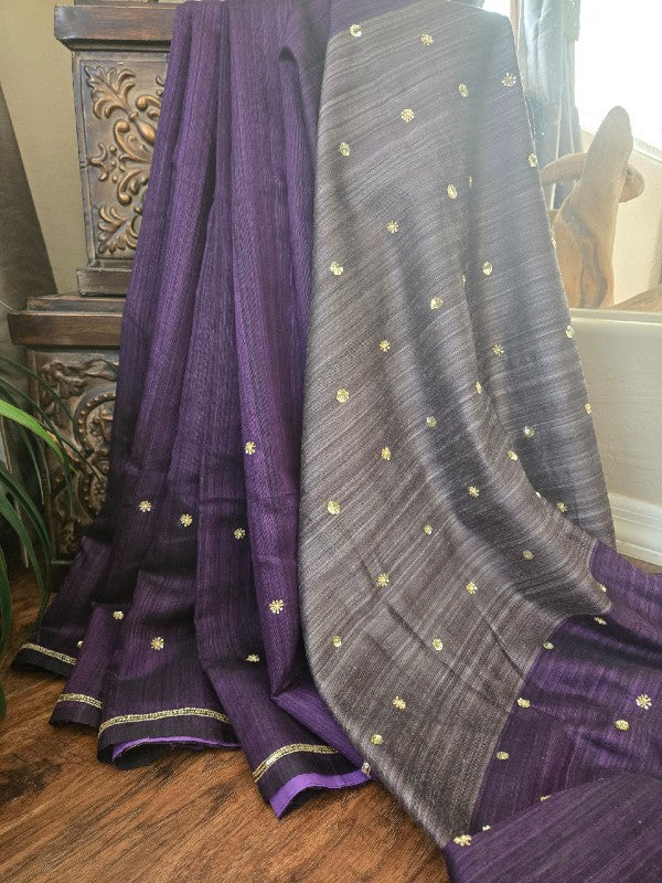 Rich Purple Matka Zardozi Saree