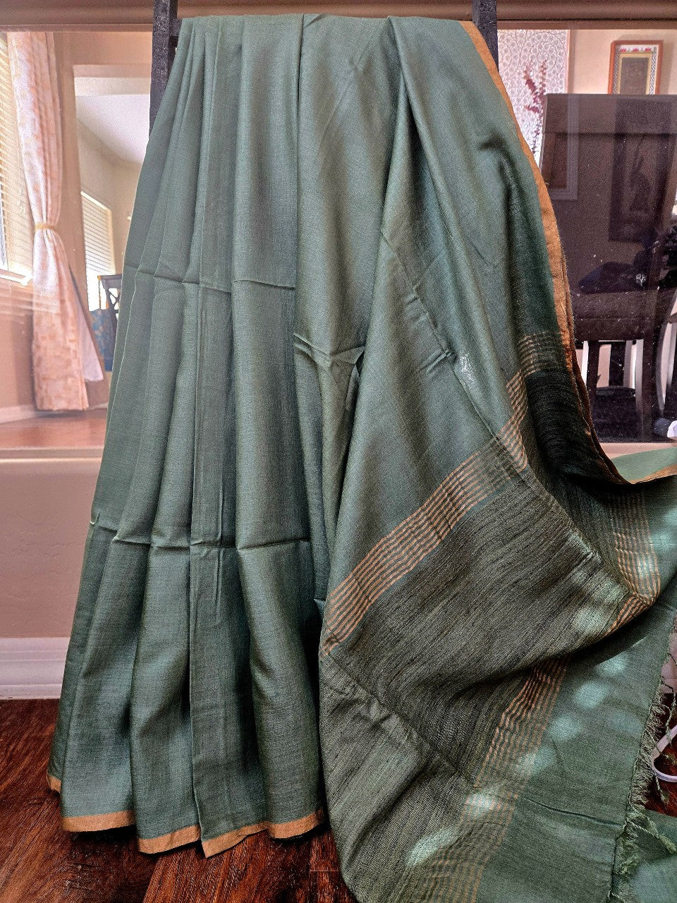 Tea Green Munga Silk Saree