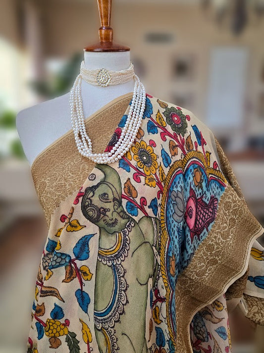 Banarsi Georgette Pen Kalamkari Saree