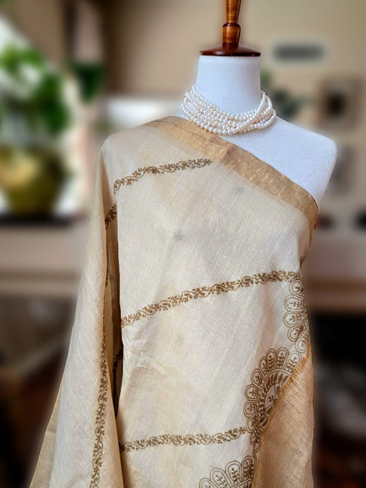 Tissue Chanderi Chikankari Saree