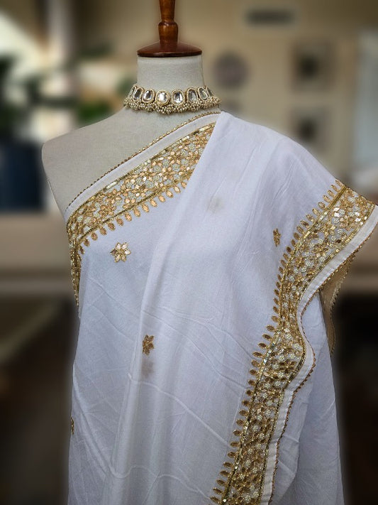 Pure Mul Cotton Zardozi Saree