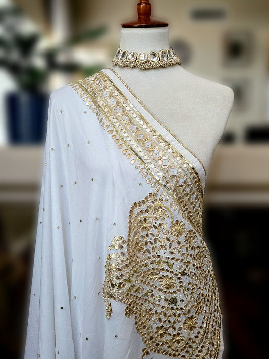 Pure Mul Cotton Zardozi Saree