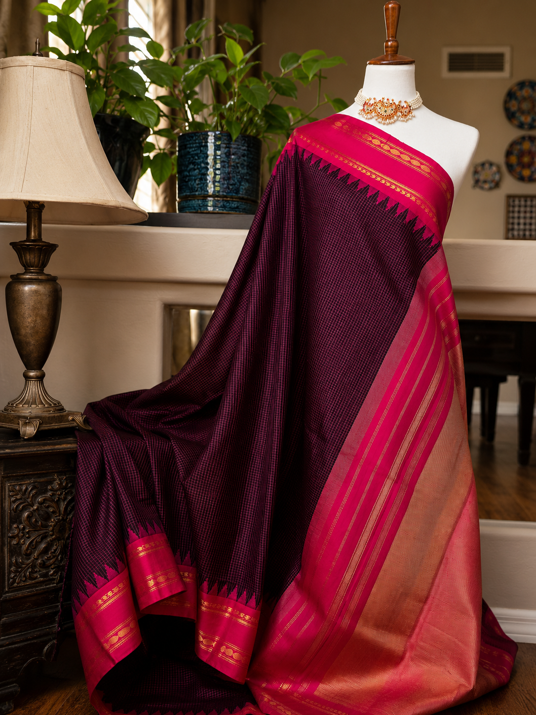Black Silk Gadwal Saree