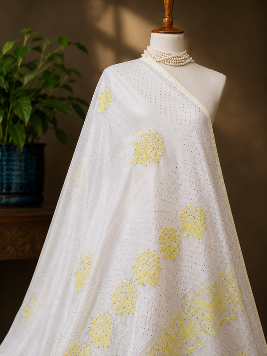 Silk Linen Chikankari Saree