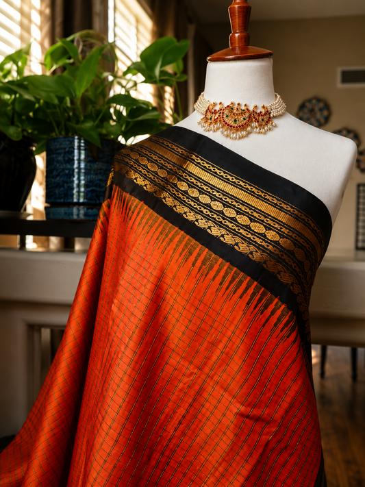 Orange Silk Gadwal Saree