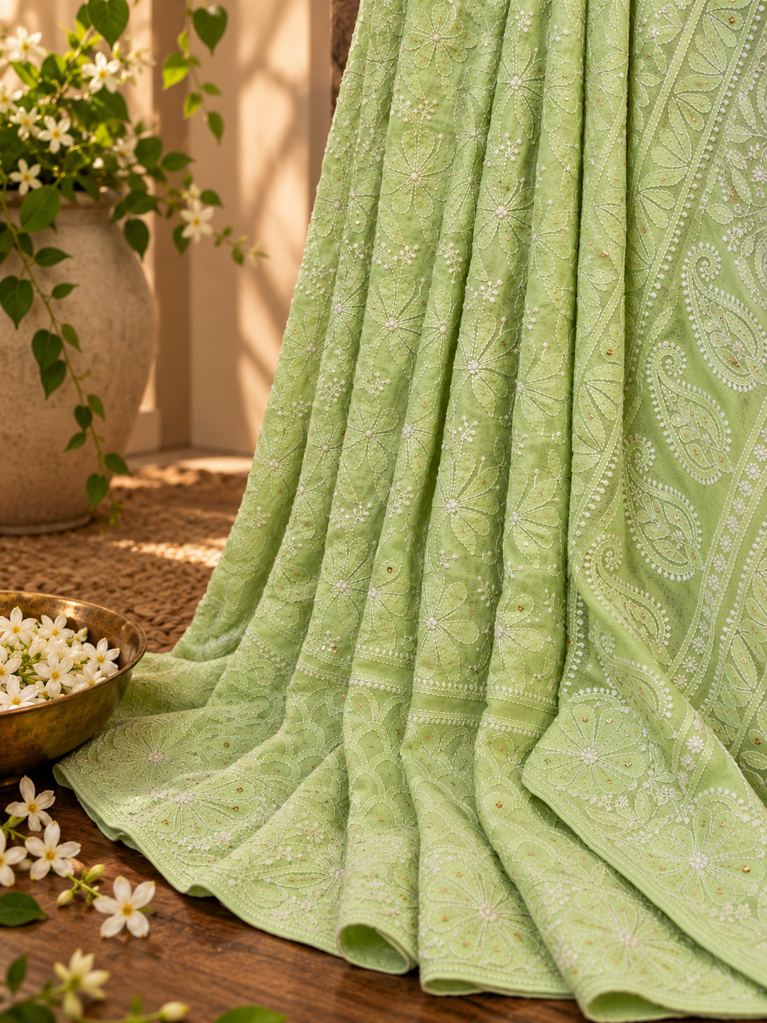 Pure Georgette Chikankari Saree