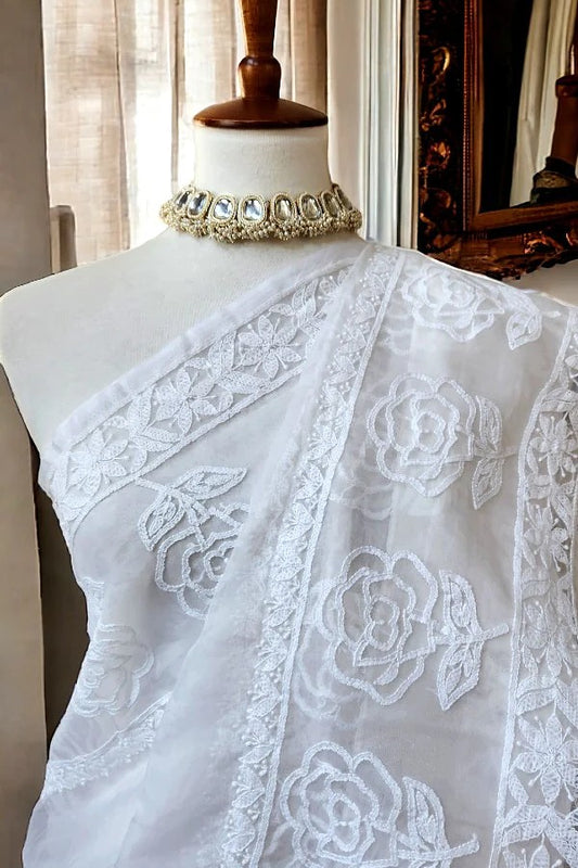 Organza Chikankari Saree