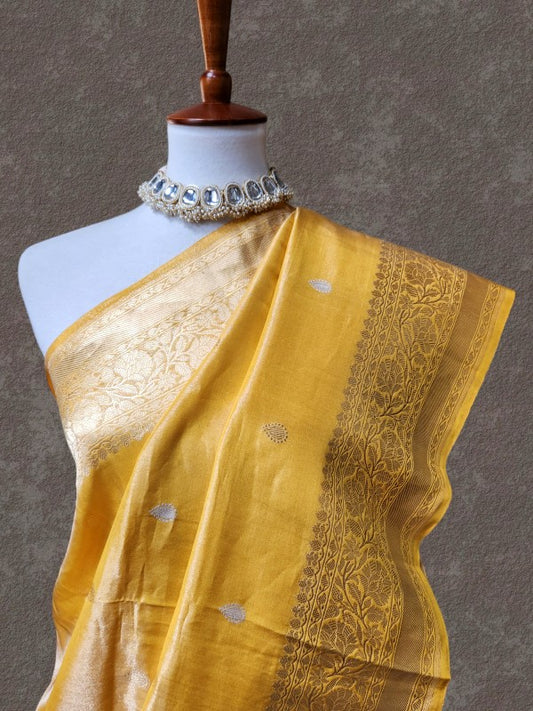 Yellow Tissue Silk Gold Khadua Banarsi Saree