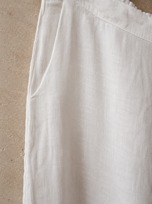 White Pure Linen Palazzo Pants