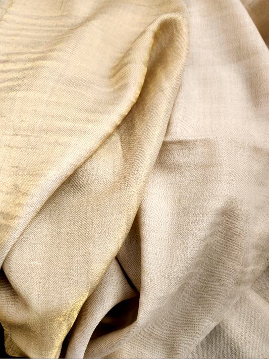 Ivory Gold Pashmina Woolen Reversible Stole