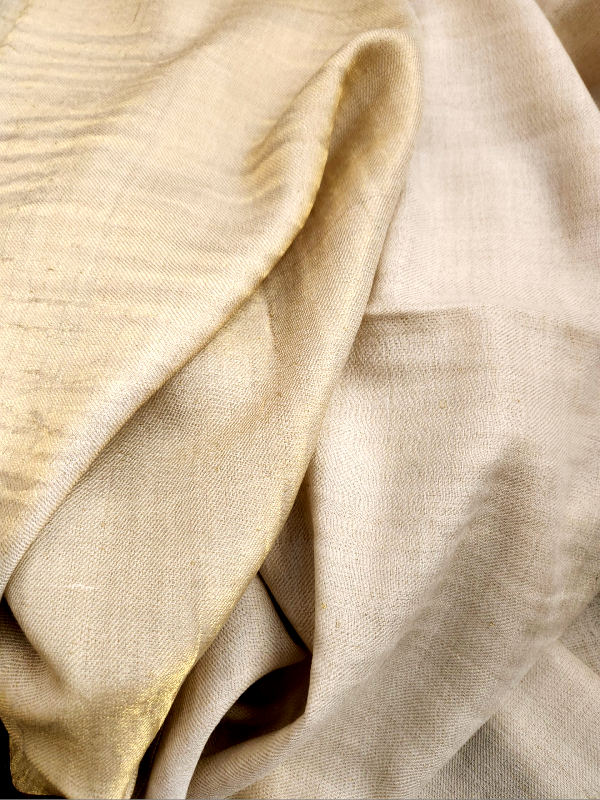 Ivory Gold Pashmina Woolen Reversible Stole