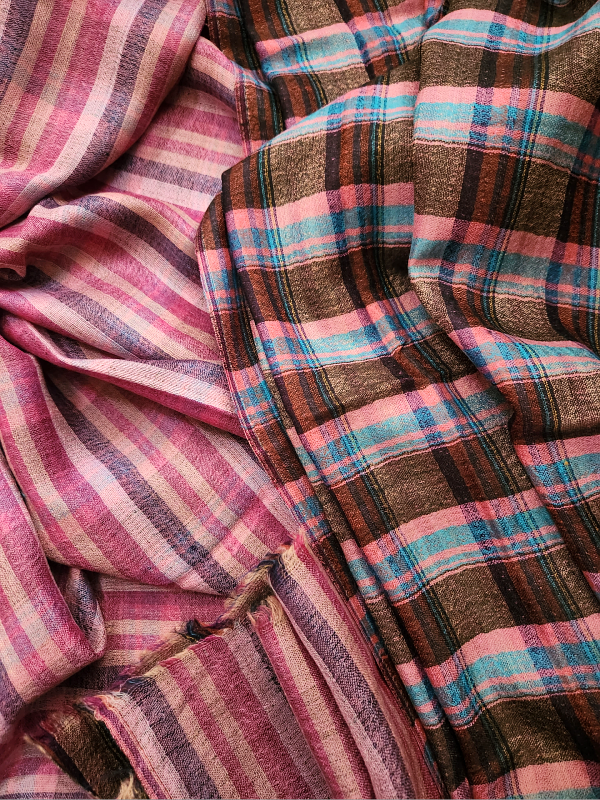 Plaid Check Woolen Reversible Shawl