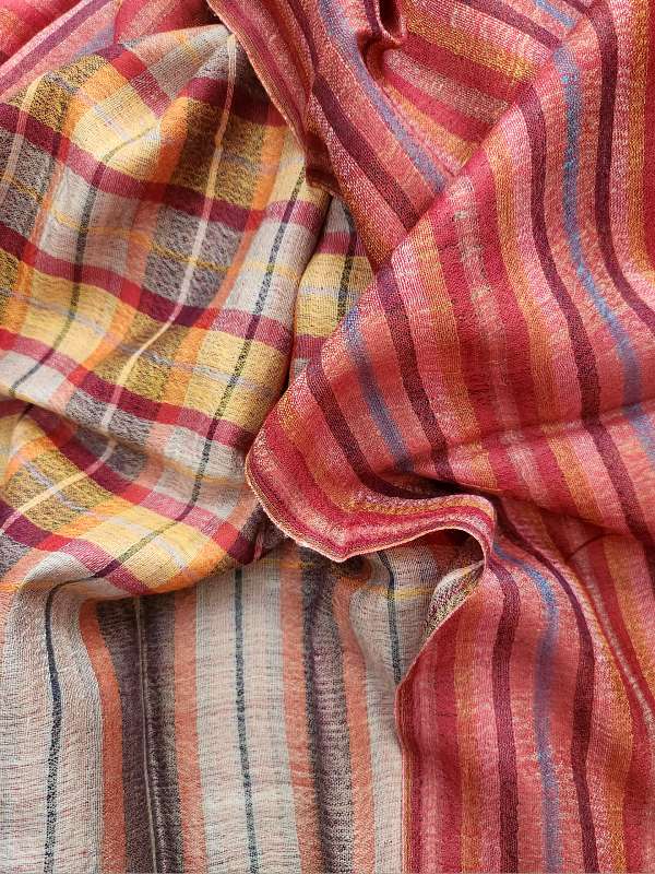 Plaid Check Woolen Reversible Shawl