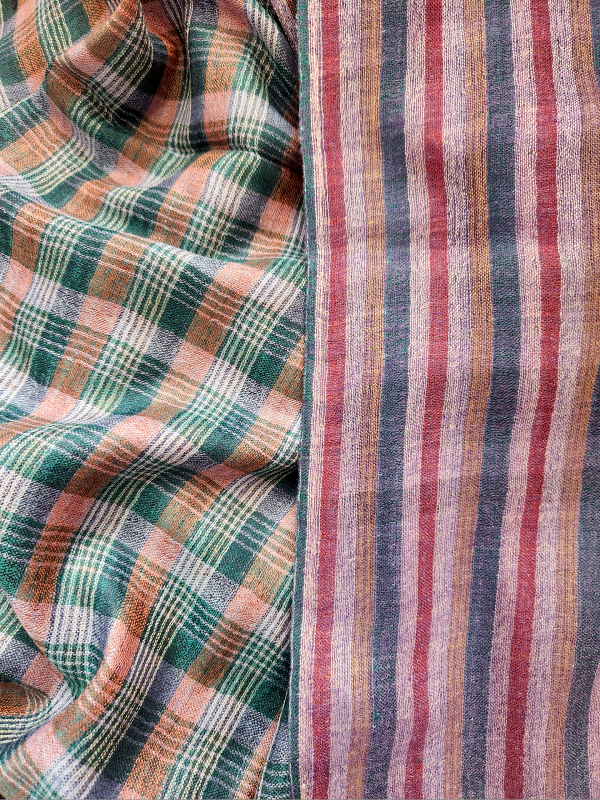 Plaid Check Woolen Reversible Shawl