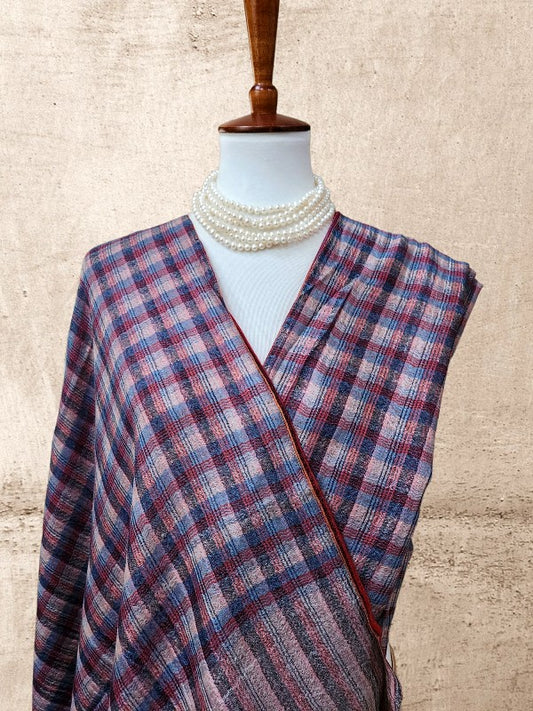 Plaid Check Woolen Reversible Shawl