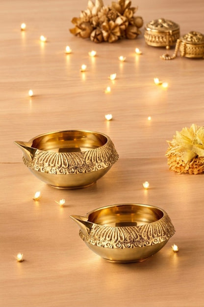Big Flat Brass Diya