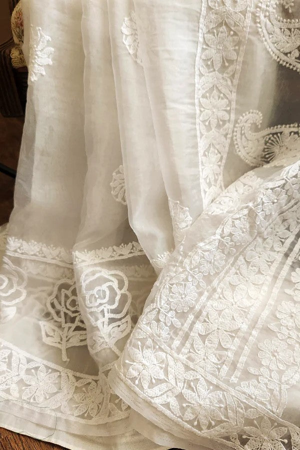 Organza Chikankari Saree