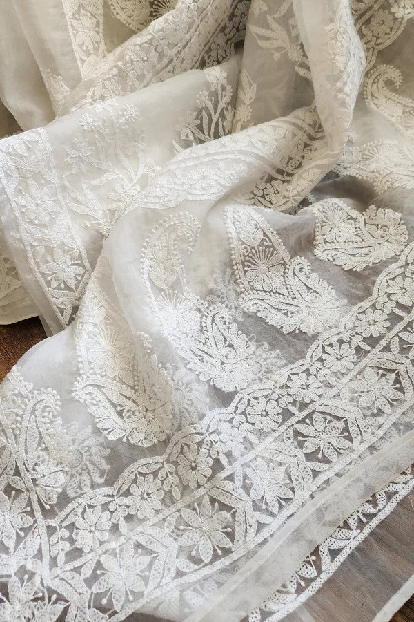 Organza Chikankari Saree