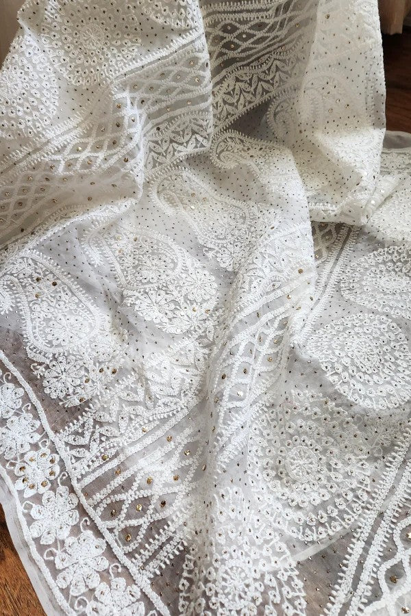 Organza Chikankari Saree