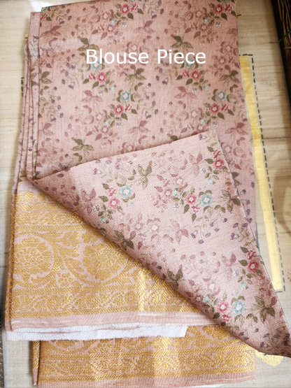 Mint Green Chiniya Silk Saree