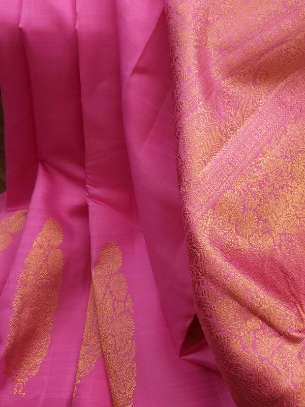 Lotus Pink Silk Kanjivaram Saree