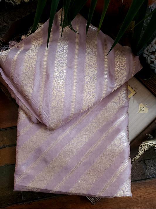 Dusty Lilac Katan Banarsi Saree