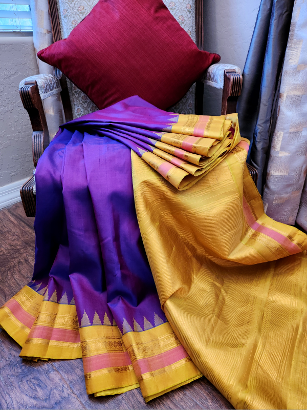 Purple Indigo  Gadwal Silk