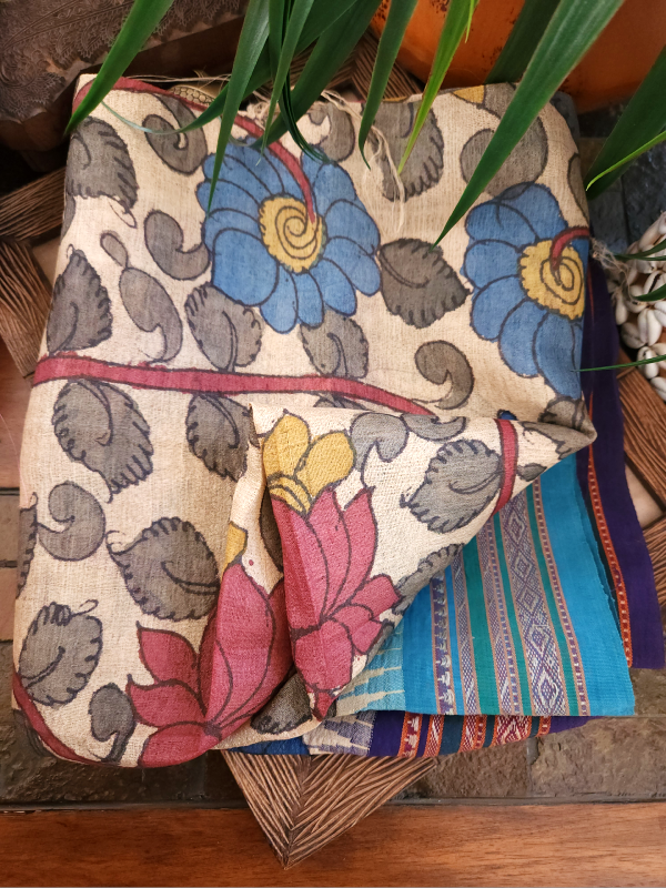 Pen Kalamkari Vidharba Tussar Dupatta