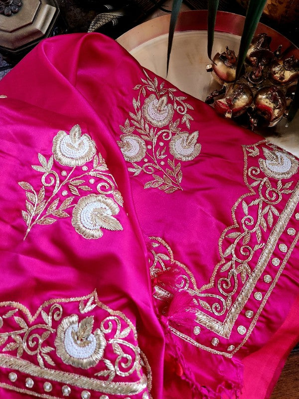 Zardozi on Double Katan Saree