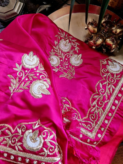 Zardozi on Double Katan Saree