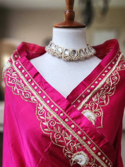 Zardozi on Double Katan Saree