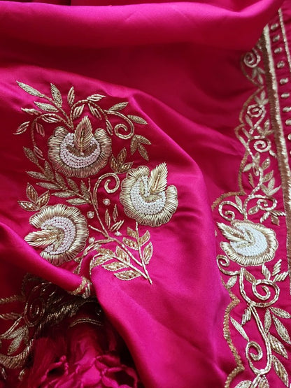 Zardozi on Double Katan Saree