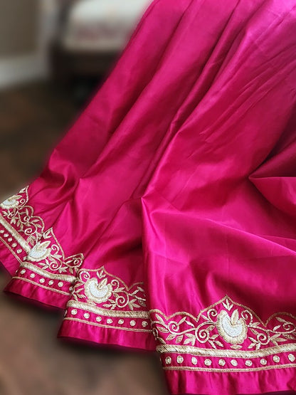 Zardozi on Double Katan Saree