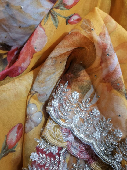 Printed Organza with Embellishments