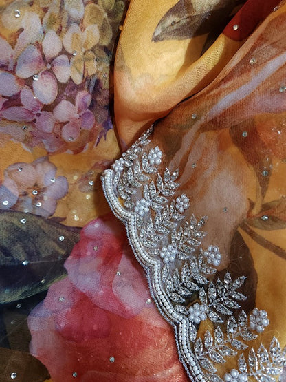 Printed Organza with Embellishments