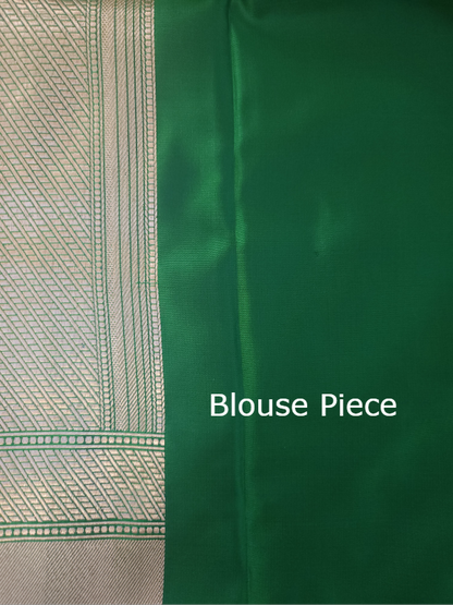 Green Banarsi Tanchoi Silk Saree