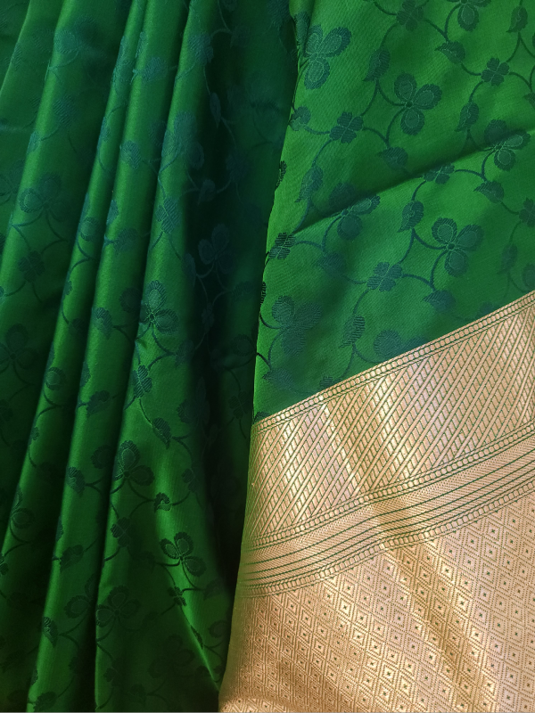 Green Banarsi Tanchoi Silk Saree