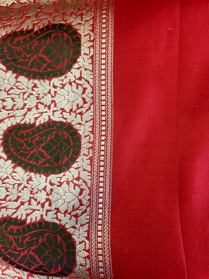 Red Double katan Banarsi Silk Saree