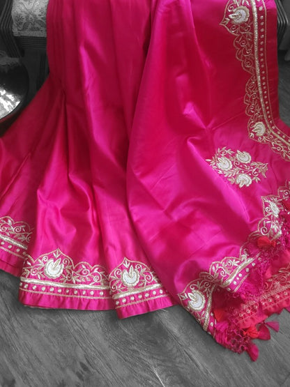 Zardozi on Double Katan Saree