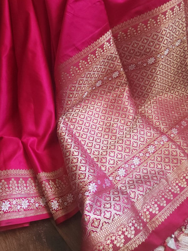 Sweet Pink Double Katan Banarsi Silk Saree